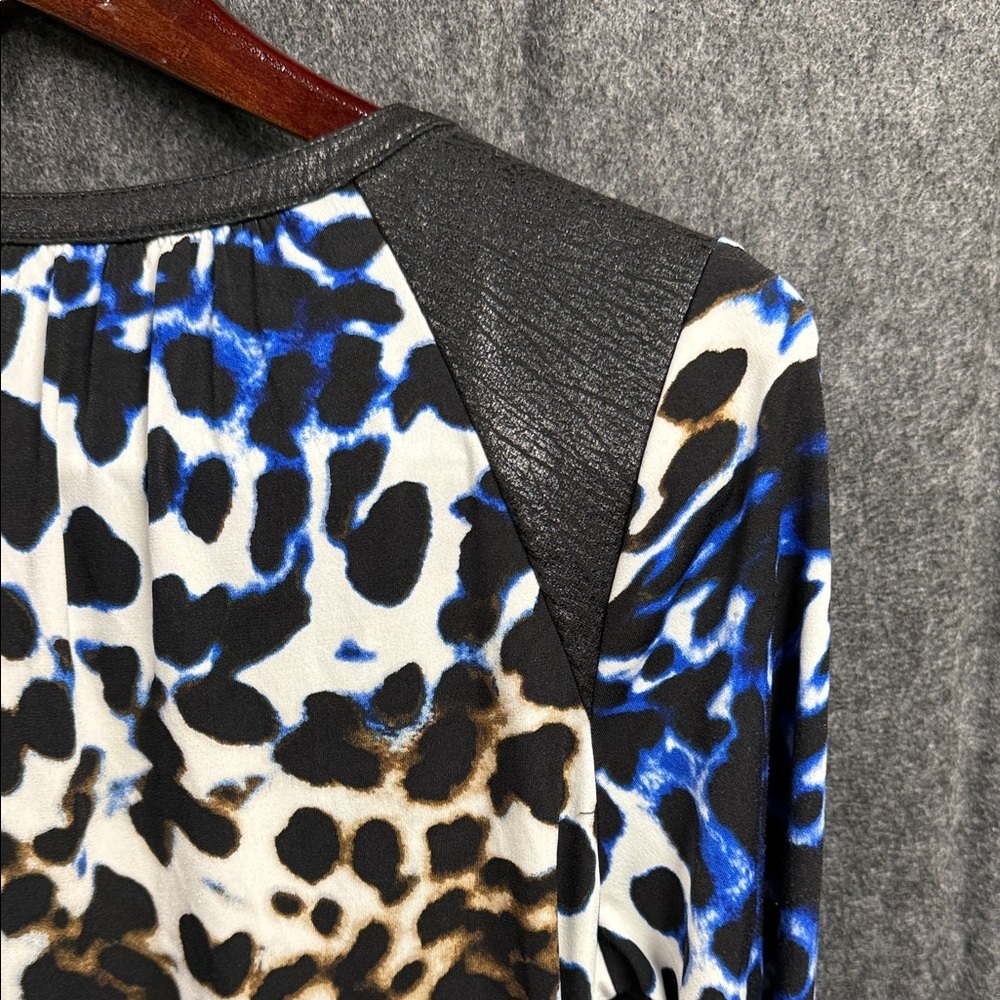 Calvin Klein Blue and Black Animal Print Long Sleeve Dress - Picture 7 of 9